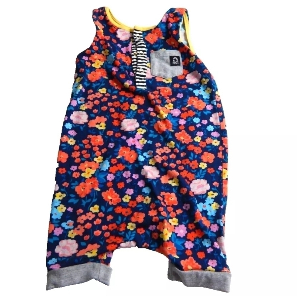 Rags to Raches Floral Sleeveless Henley Romper